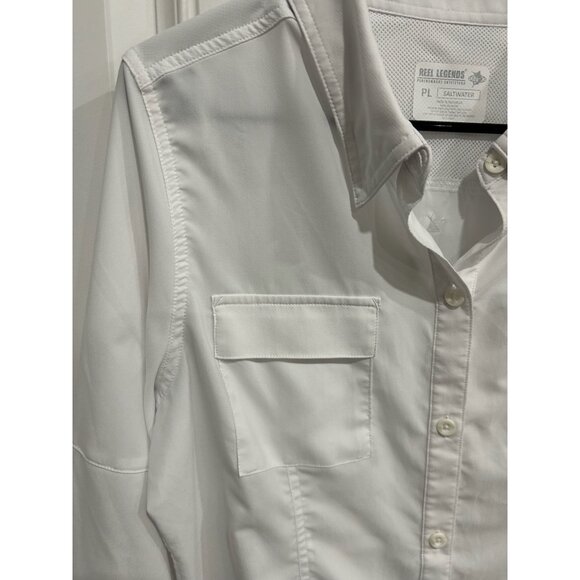 Reel Legends Saltwater Button Front Vented Shirt White Sz Large Petite Gorpcore - Picture 4 of 8